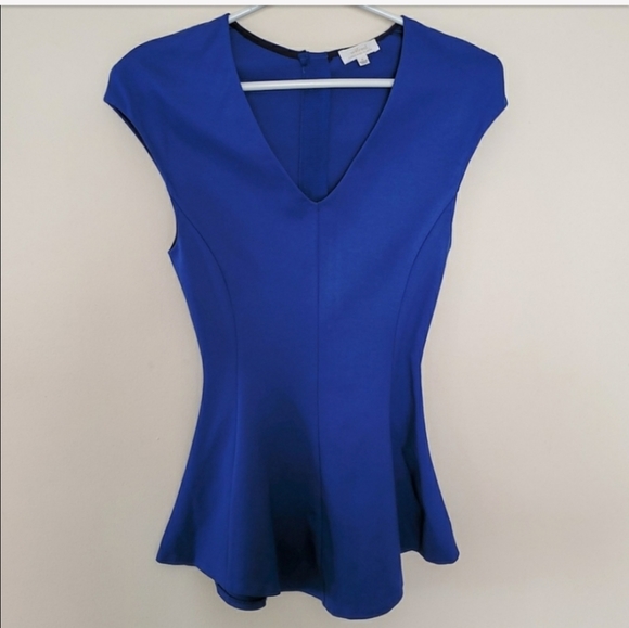 ROYAL BLUE XS Babaton Perret V Neck Peplum Top - Picture 5 of 6